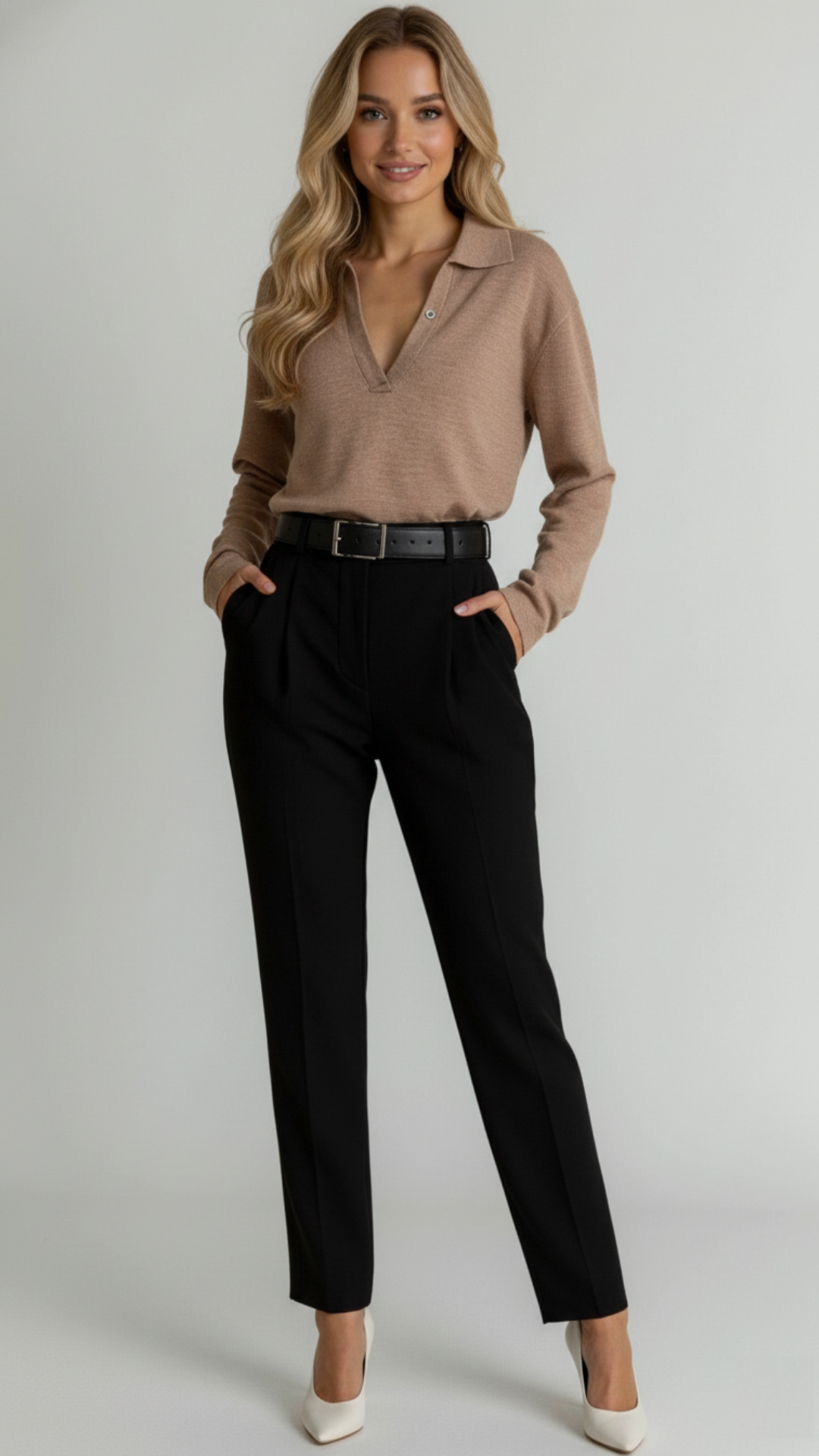 Marin | Chic Soft Knit V-Neck Polo Sweater